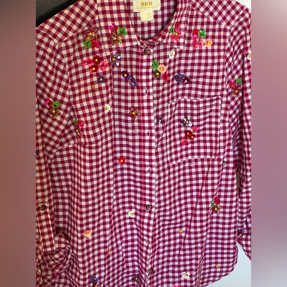 Anthropologie sequin checked shirt. Size 4. Great condition! - Picture 3 of 5